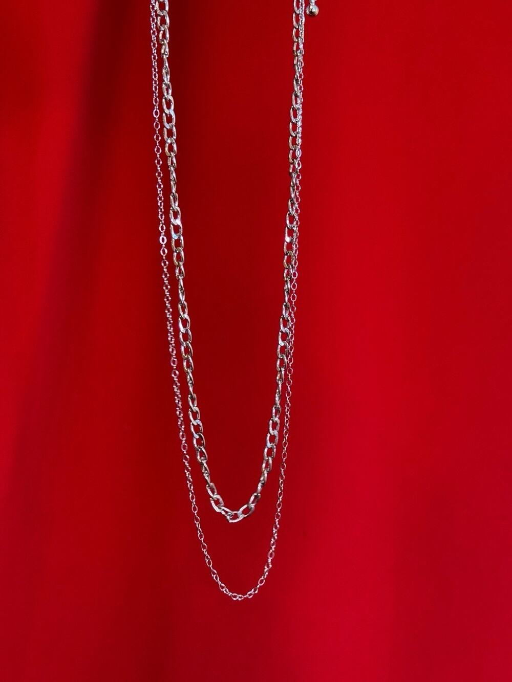 14”-16” Adjustable  Fashion Nova Silver Neck Double Layered Chain